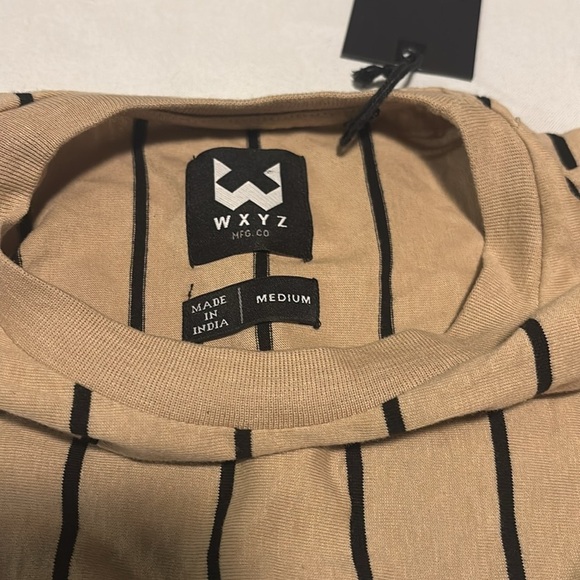 WXYZ Tan Striped Men's Shirt With New York Logo - Picture 5 of 6